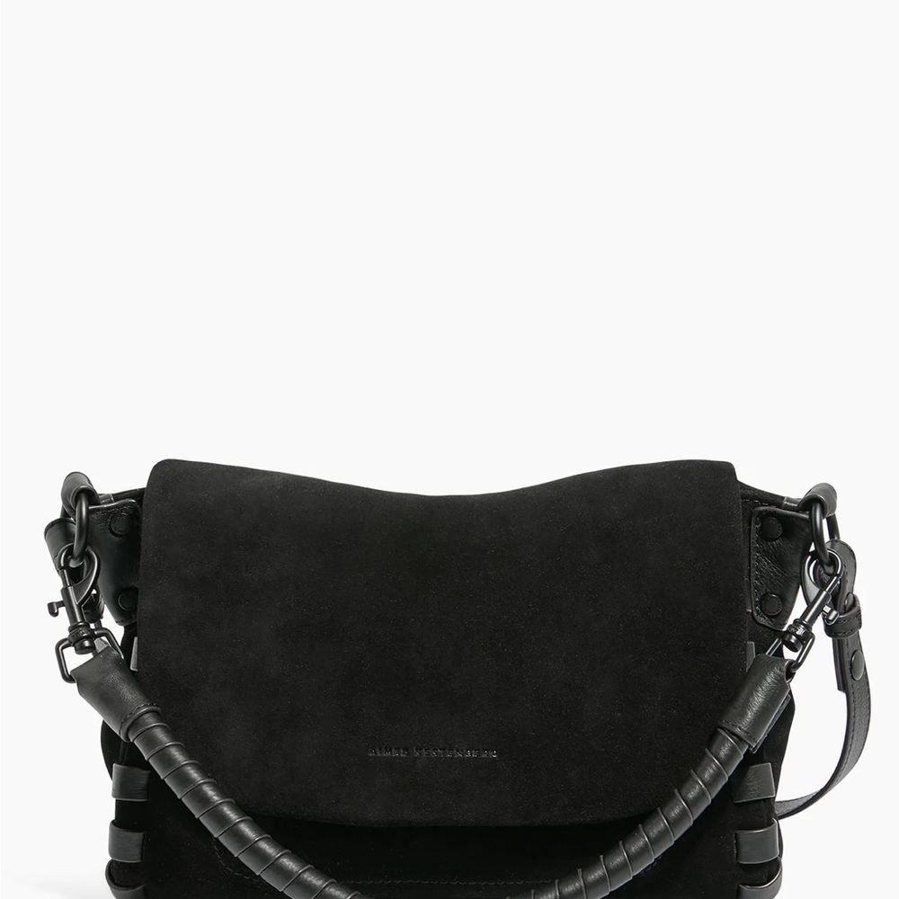Aimee Kestenberg Black Suede Shoulder Bag with Wrapped Handle